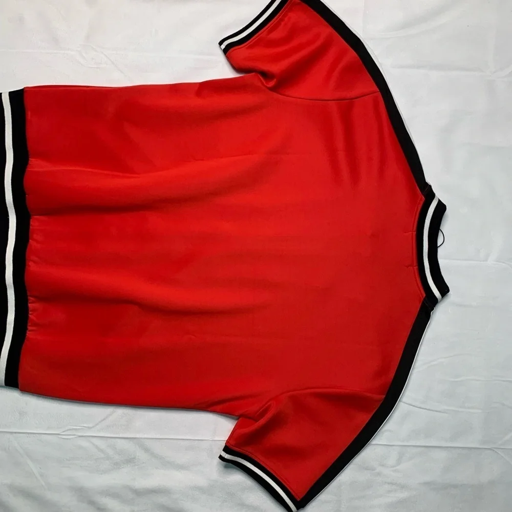 Red men’s zipper jersey jacket cutoff  Sz large